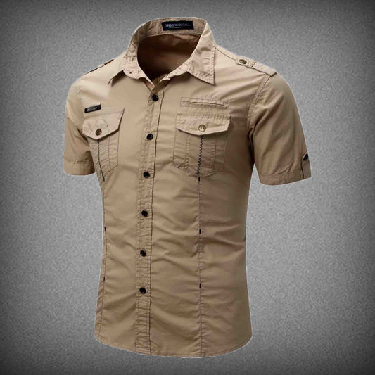 Men's Cargo Shirt 100% Cotton Solid Mens Casual / Camping / Hiking