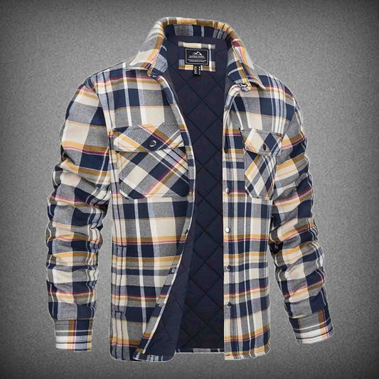 Men's Plaid Flannel Jacket Warm Thick Long Sleeve Winter Flano