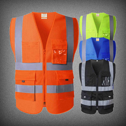 HI VIS Work Safety Vest Construction Worker Site Reflective Workwear