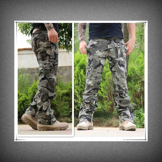 Men's Cargo Pants Cotton Tactical Vintage Camo Green / Black Work Trouser