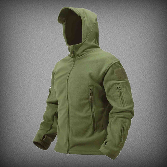 Winter Hooded Fleece Jackets Mens Zipper Pockets Tactical Work Thermal