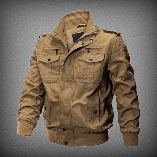 Pilot Bomber Jacket Mens Cotton Cargo Retro Coat Work Jacket Male Workwear