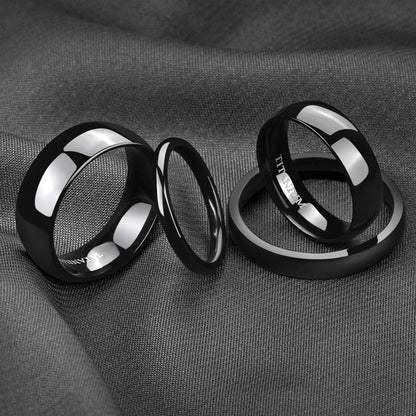Mens Polished Titanium Simple Classic Ring Black/Silver Sizes 9-15