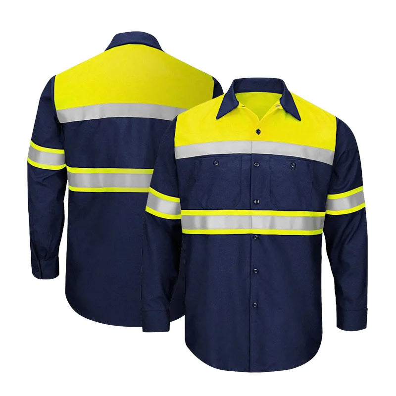 Work Clothing Hi Vis Long Sleeves Reflective Safety Workwear Construction Worker