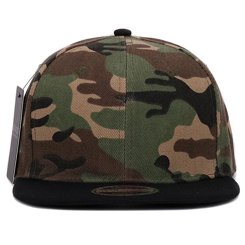 Camouflage Snapback Polyester Camo Baseball Cap (no branding)