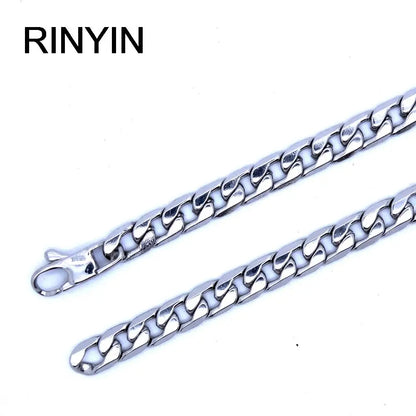 6/8/12mm Mens Stainless Steel Necklace Curb Cuban Link Chain