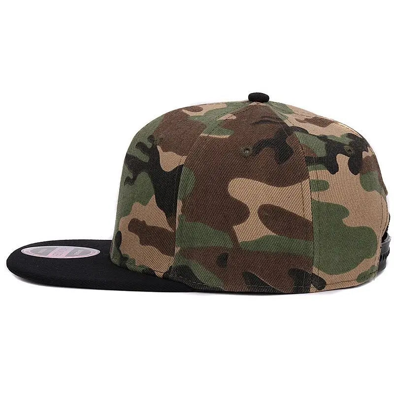 Camouflage Snapback Polyester Camo Baseball Cap (no branding)