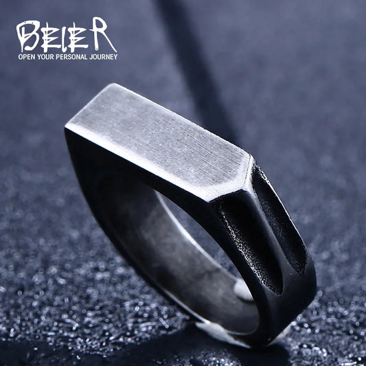 BEIER Stainless Steel Unique Rustic Ring Men's Antique Style Jewelry