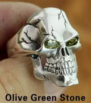 925 Sterling Silver CZ Eyes Skull Ring Mens US Sizes 7-15