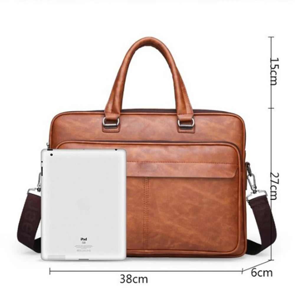 Men's Briefcase Bag Classic Retro PU Leather Laptop Computer Case