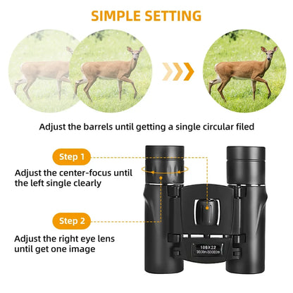 100x22 Mini Binoculars High Magnification for Camping / Hiking