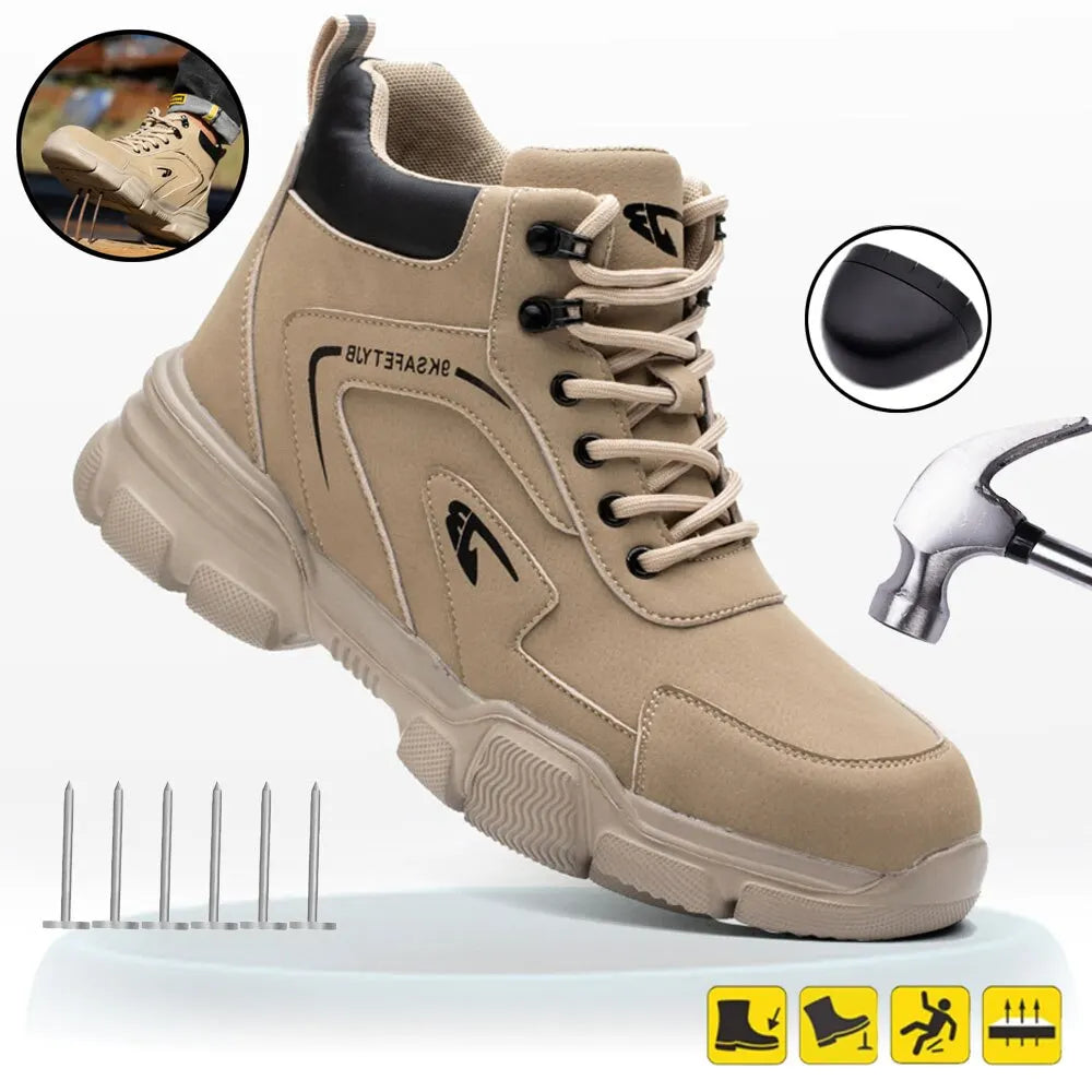 Work Safety Shoes Men Safety Boots Anti-smash Anti-stab Sneakers Steel Toe