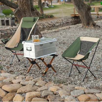Outdoor Folding Chair Ultralight Aluminum Moon Chair Camping Fishing