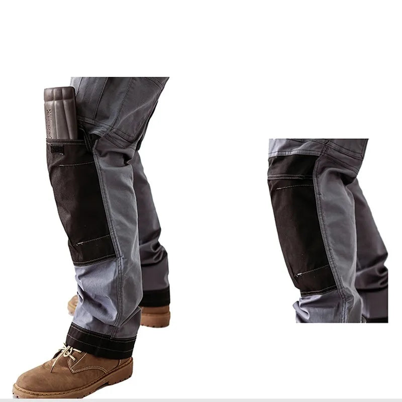 Men's Multi-Pocket Cargo Pants Work Pants Wear-Resistant with Leg Bag