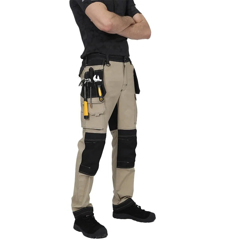 Men's Multi-Pocket Cargo Pants Work Pants Wear-Resistant with Leg Bag