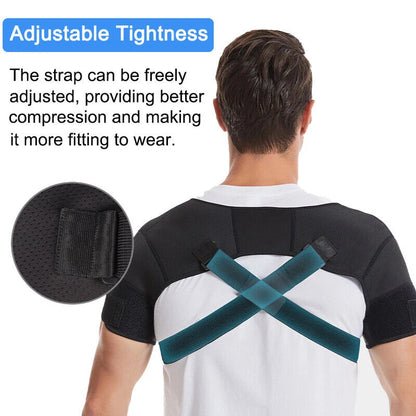 Adjustable Double Shoulder Brace Support Compression Injury Pain Relief