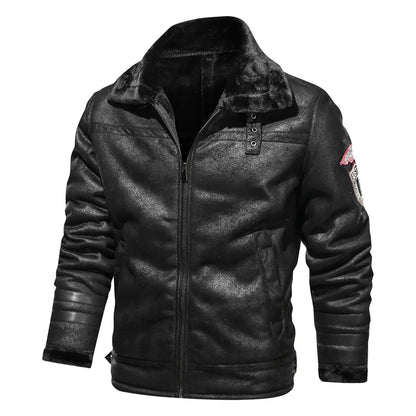 Leather Slim Bomber Jacket Men's Black Pilot / Weekendwear Coats