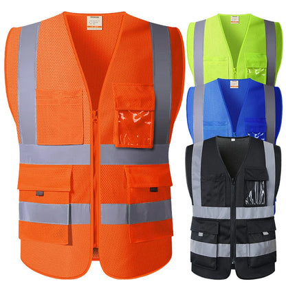 HI VIS Work Safety Vest Construction Worker Site Reflective Workwear